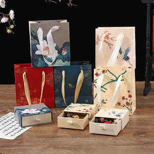 中国风抽屉礼品包装 盒珠宝首饰品耳环项链吊坠手镯串收纳盒印LOGO