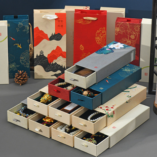 中国风发簪首饰品抽屉长方形线香包装盒佛珠车挂件头梳礼物盒礼袋