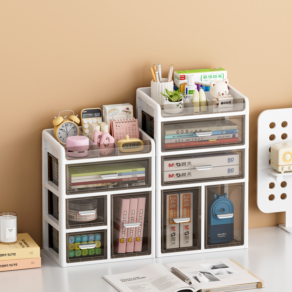 桌面收纳盒大容量透明抽屉式书桌文具书本分格储物箱笔筒置物架,收纳整理,文具收纳盒,淘宝优惠券,粉丝福利购,淘宝优惠卷