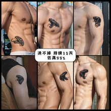 个性蛇头草本纹身贴高级感男胸口腰霸气黑社会半永久贴纸酷帅仿真