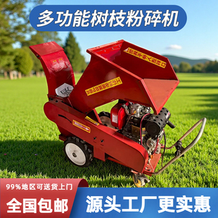 大型树枝粉碎机果园林碎枝干湿两用小型移动式玉米秸秆木材破碎机