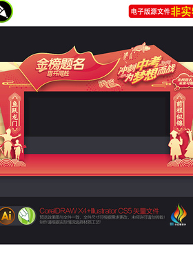 中考高考门头拱门金榜题名状元门造型毕业典礼门楼龙门架DP点素材