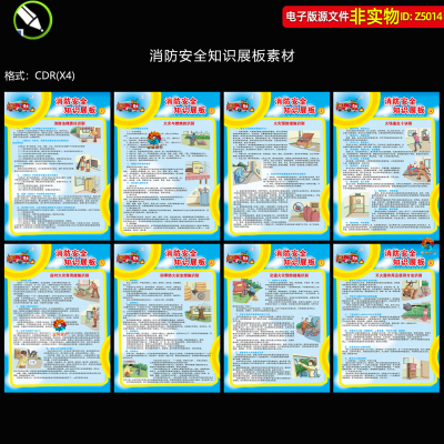 消防安全知识展板火灾预防措施灭火器使用方法海报挂图招贴素材