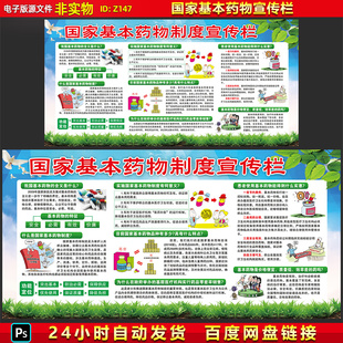 国家基本药物宣传栏基本药物含义特征定位品种海报展板PSD素材