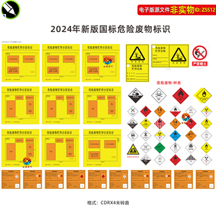 新版国标危险废物标识贮存分区标志牌危险废物种类警告标识牌素材
