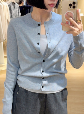 81HOURS 简约风100%精纺羊毛针织背心女套头无袖灰色显瘦百搭