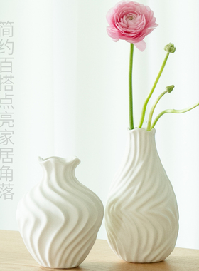 德化陶瓷花瓶高级感新款凌丝白玉瓶家居桌面插花客厅玄关装饰摆件