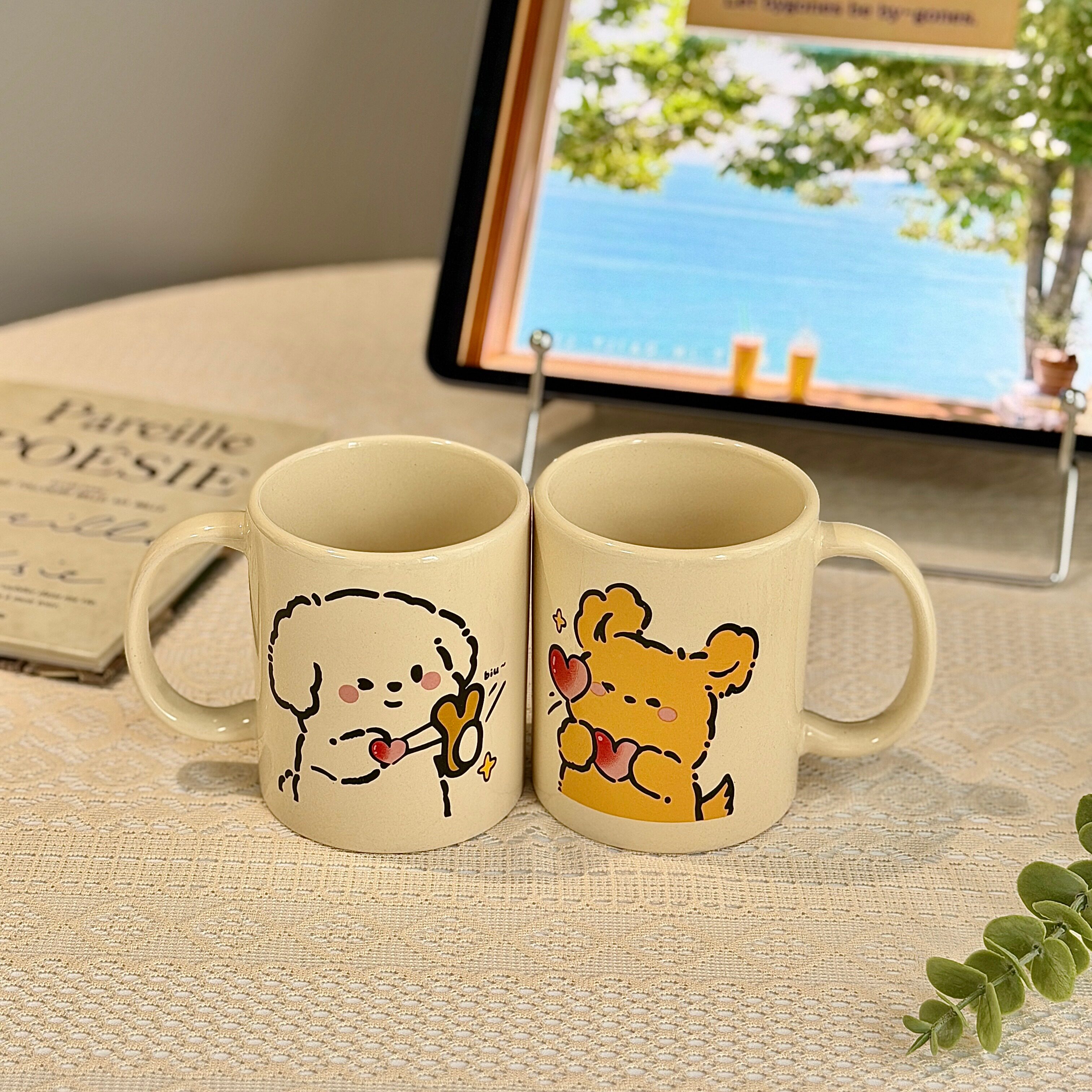 简约可爱马克杯陶瓷材质早餐牛奶咖啡杯通用甜蜜日常喝水杯