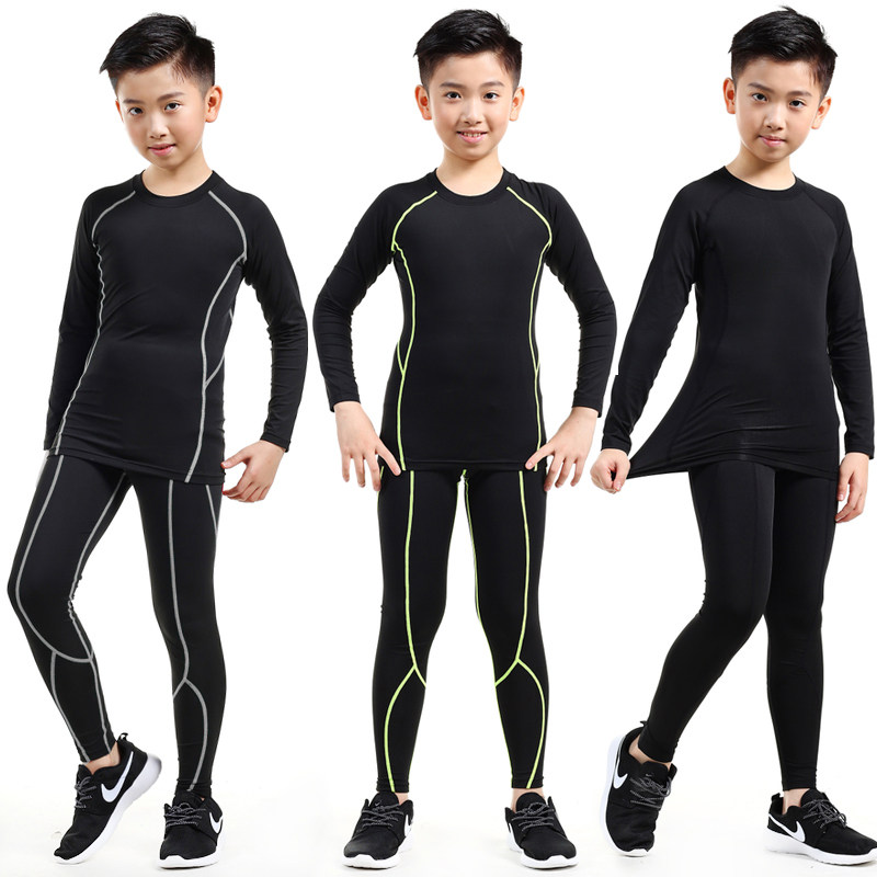 儿童紧身衣训练服男孩篮球足球秋冬打底速干健身装备时尚运动套装