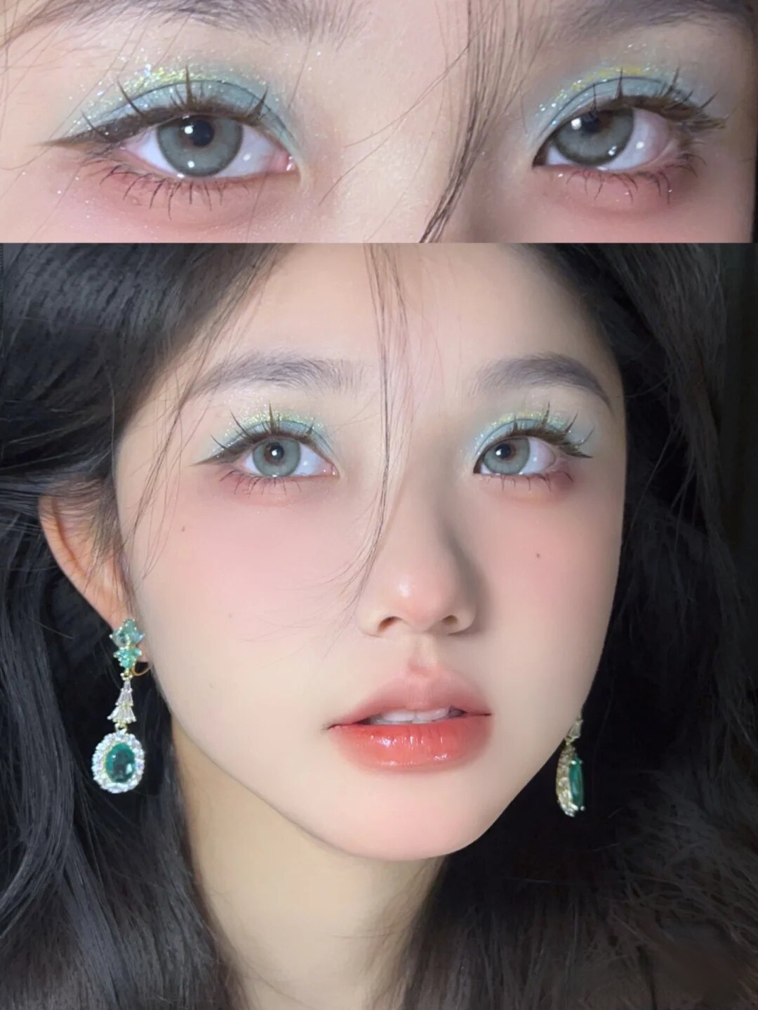 春夏薄荷绿四色眼影盘日常淡妆大地色黑粉烟熏妆高光哑光珠光女