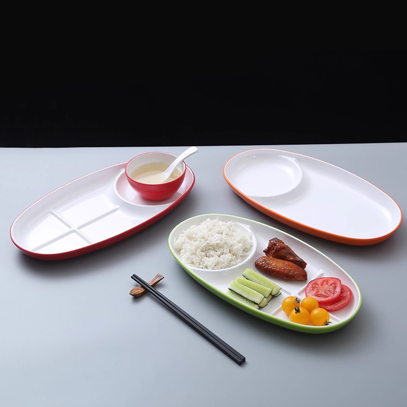 大米先生同款餐盘自助称重选菜盘五格餐盘商用密胺学校食堂快餐盘