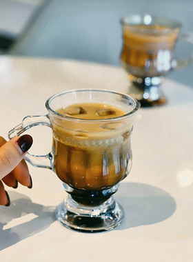 复古浮雕玻璃杯下午茶杯