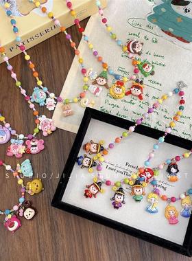 韩系可爱儿童彩色卡通项链女童秋冬搭配链子圣诞装饰串珠颈链