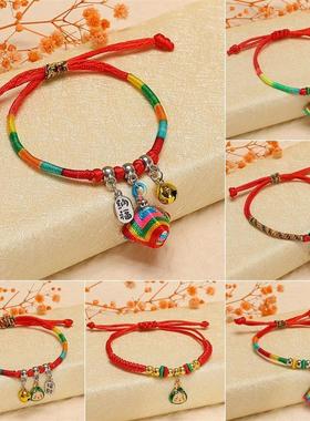 端午节五彩绳手链手工编织儿童宝宝手绳五彩线老虎粽子香包红绳