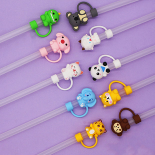 吸管帽大口径10mm可爱动物吸管帽软胶防尘塞可循环使用吸管盖