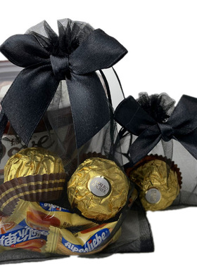 10*15蝴蝶结透明黑色欧根纱 头绳 化妆品小样 包装礼品网纱收纳袋