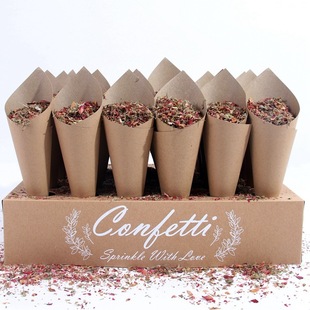 婚礼纸锥盒支架牛皮色纸锥筒婚礼装饰花瓣纸屑托盘Confett cones