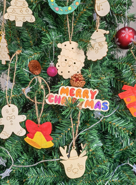 圣诞挂件圣诞树装饰品挂饰木质配件北欧木质雪花驯鹿礼物地摊