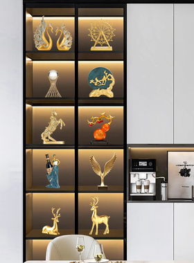 新中式高档轻奢客厅电视边柜摆件家居布置高级感酒柜装饰用品全套