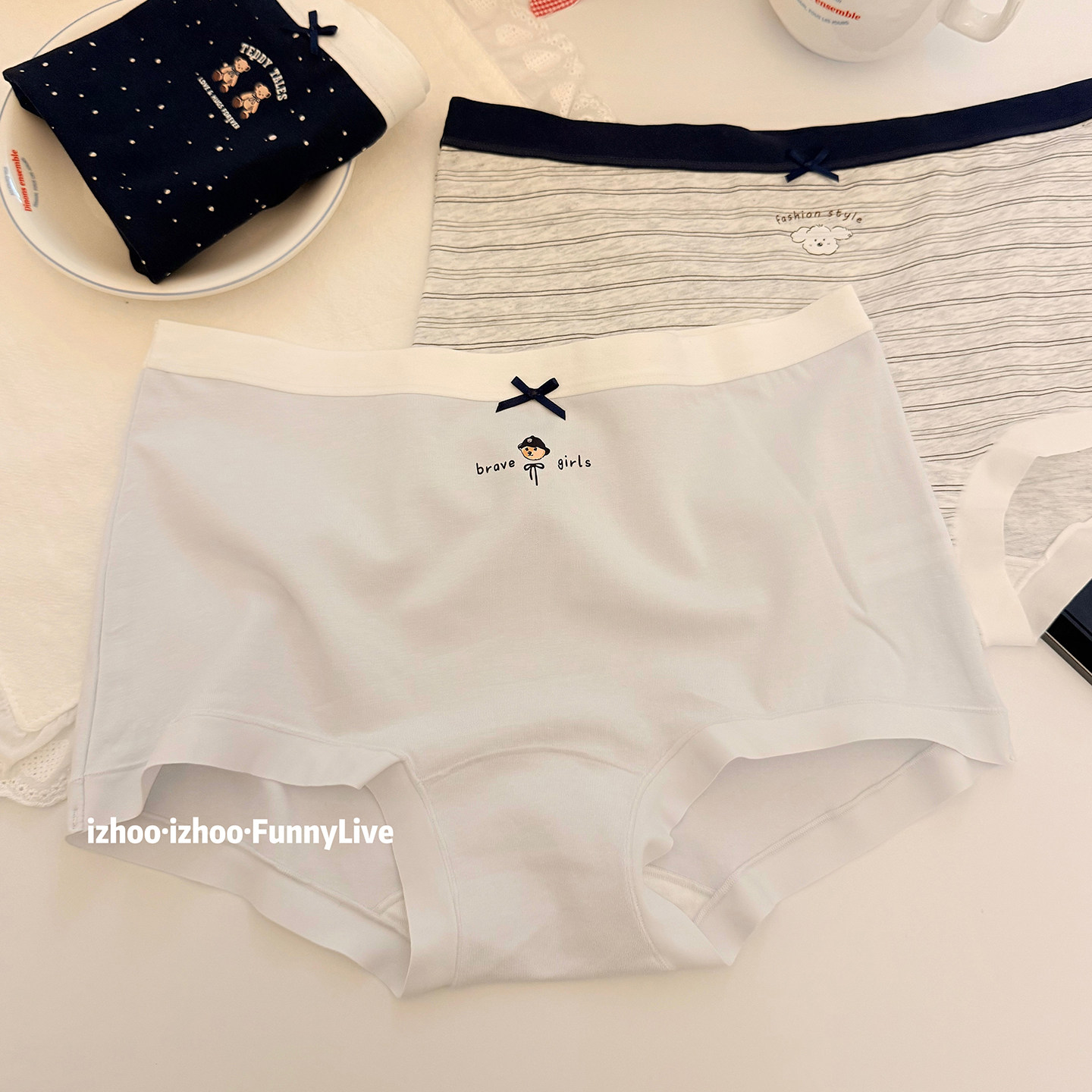 少女平角纯棉内裤女中腰加长裆