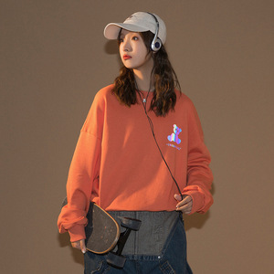 中性2021秋季新款小熊卫衣女情侣炫彩反光上衣外套G3045图片