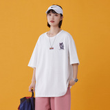 中性2021春夏新款短袖体恤潮ins笑脸印花情侣T恤女H1026，女装T恤，电商A362