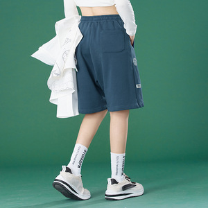 中性2021夏季新款印花短裤女运动拼接阔腿五分裤子H2051图片