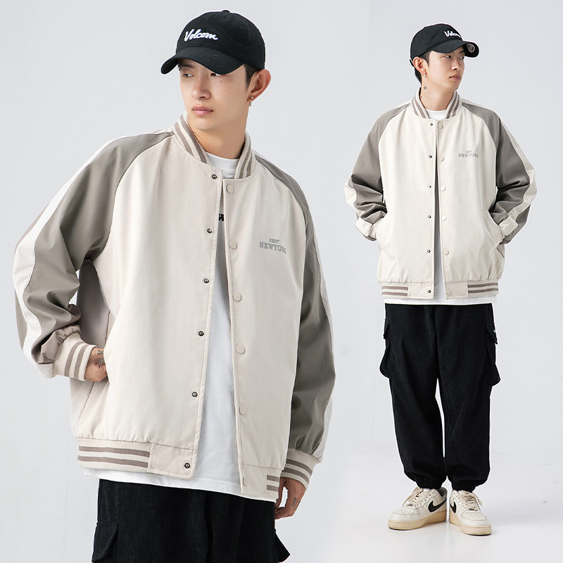 日系2021秋冬新款撞色设计潮流百搭休闲棒球服外套H3613图片