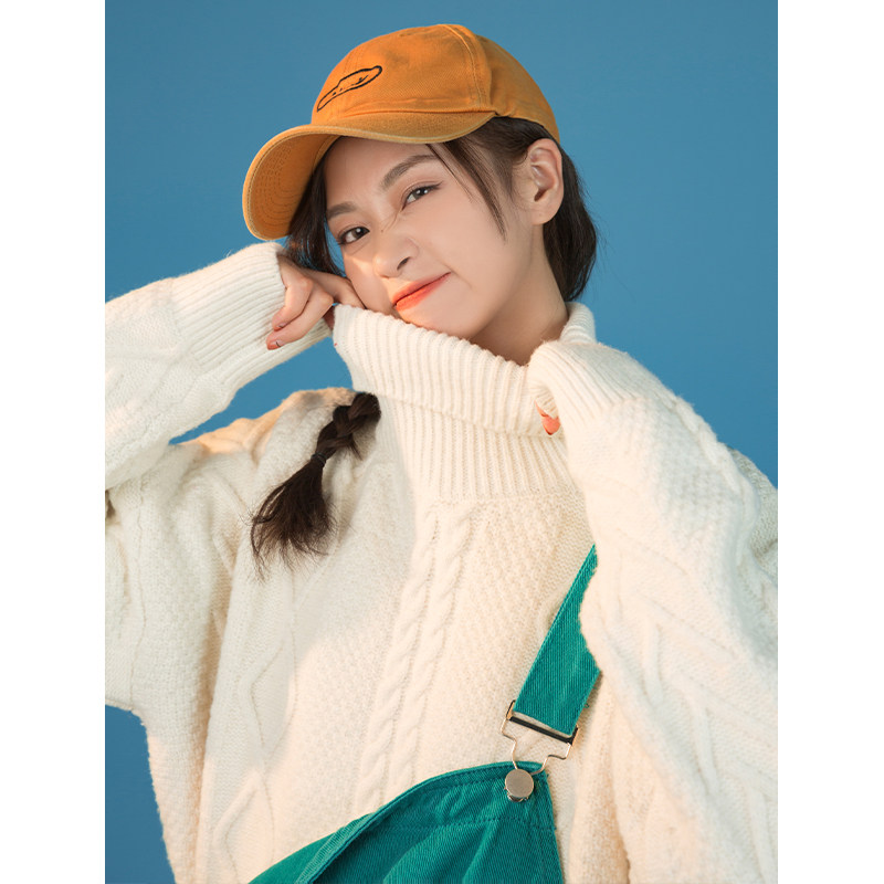 中性风2021秋冬新款宽松花纹设计百搭打底高领毛衣H4038，女装针织衫/毛衣，电商A362