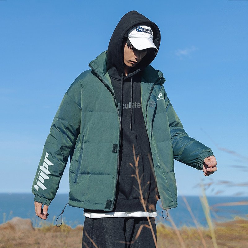 旅拍外景休闲2020炫彩渐变棉衣男宽松反光羽绒棉服G5001图片
