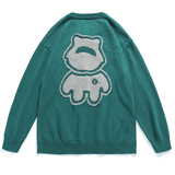 日系平铺2021秋冬款提花工艺潮流情侣针织小熊毛衣H4046，男装针织衫/毛衣，电商A362