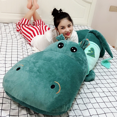 巨型胖河马玩偶2.3米公仔毛绒玩具高端长条抱枕送女友情人节礼物