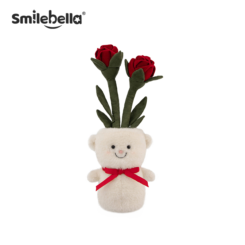SmileBella小熊玫瑰花玩偶毛绒玩具公仔娃娃七夕送女友生日礼物