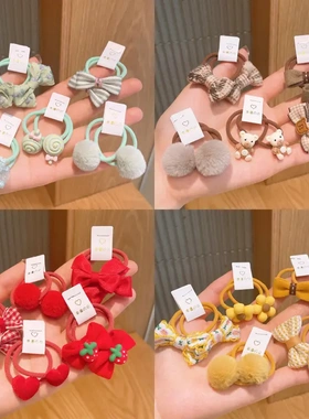 韩国布艺儿童发圈宝宝蝴蝶结头绳女孩公主发绳扎头发不伤发小皮筋