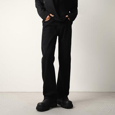 CONVERGES黑色阔腿微喇叭牛仔裤男女春秋款垂感宽松直筒休闲 长裤