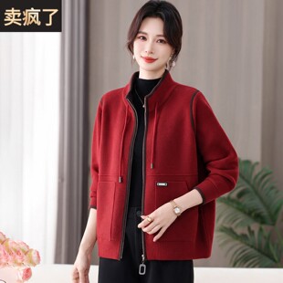 秋季立领外套女士短款棒球服红色上衣2026新款爆款正肩洋气卫衣