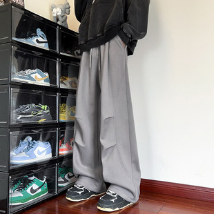 男 B东日系男装 原创秋季 复古380g铆钉拼接褶皱华棉大码 休闲卫裤