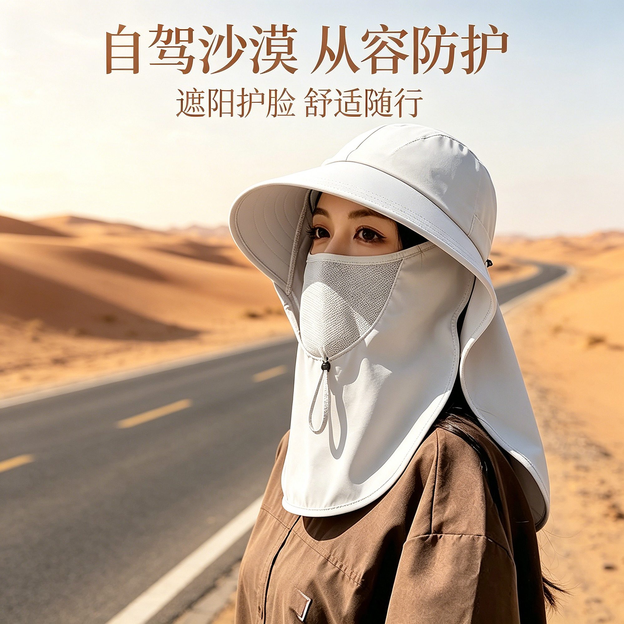 面纱遮阳帽全脸沙漠防沙面罩防