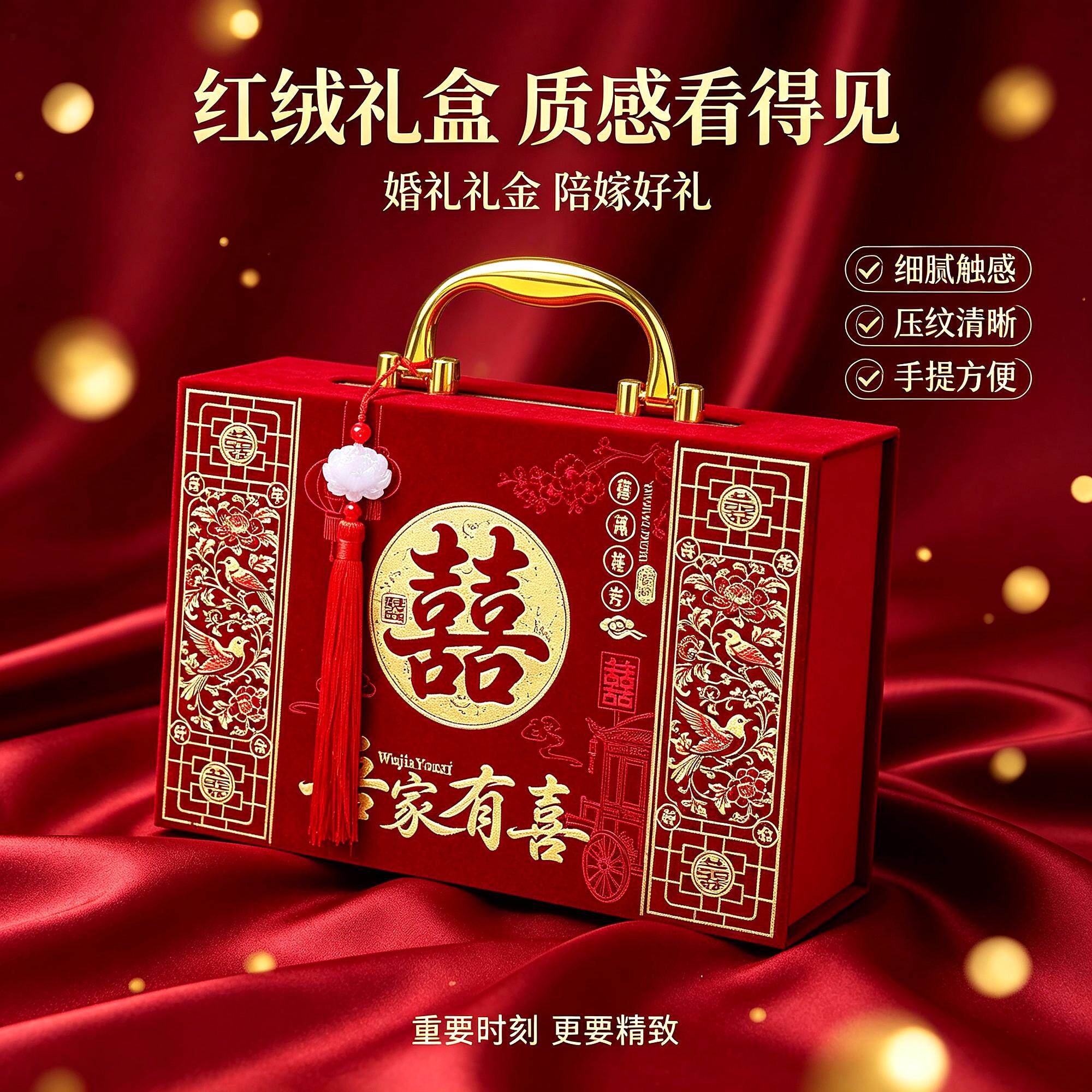 彩礼钱现金礼金箱订婚礼盒提亲图片