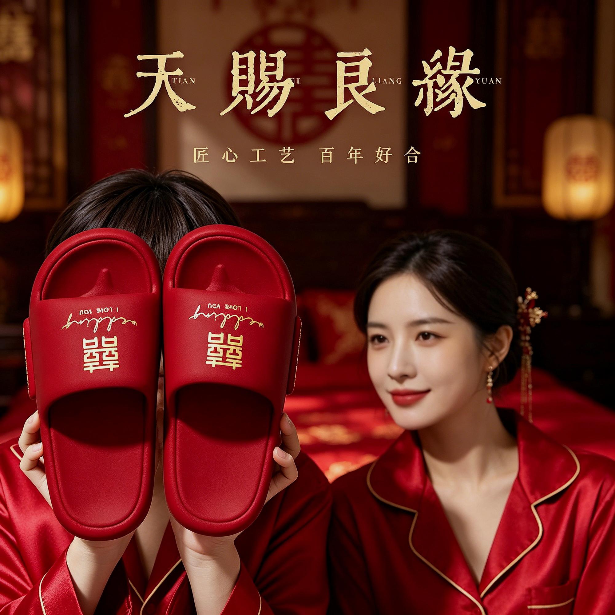 喜事女士人字女士结婚拖鞋喜庆