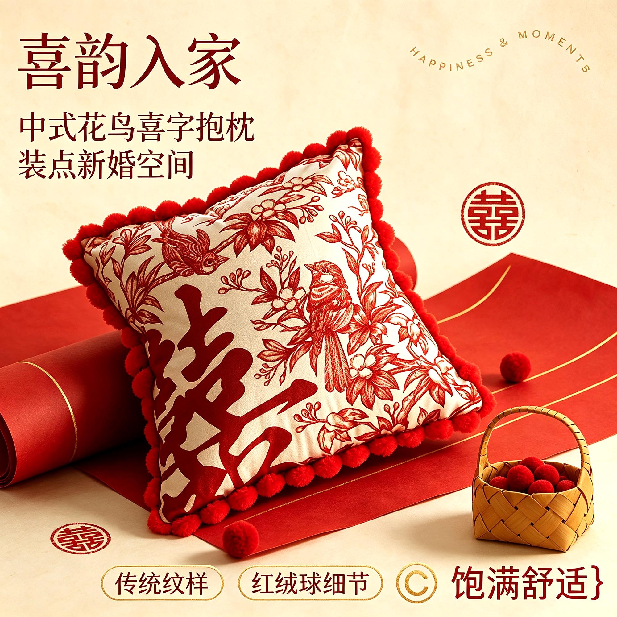 压床新婚结婚抱枕一对婚庆婚房