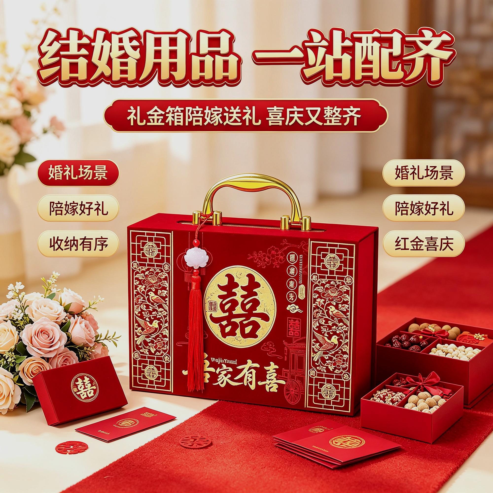 彩礼钱现金礼金箱订婚礼盒提亲