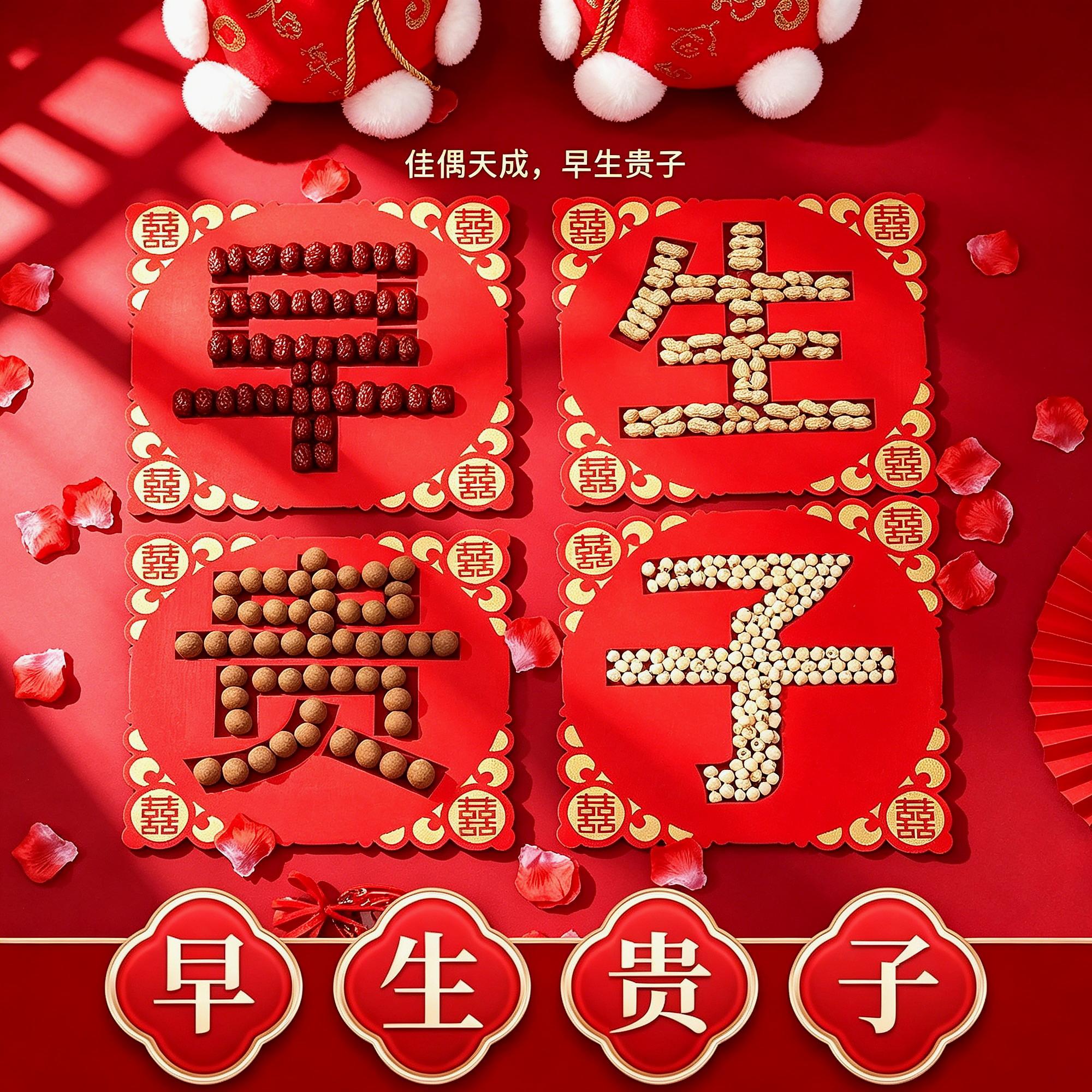 订婚四宫格早生贵子模具结婚干