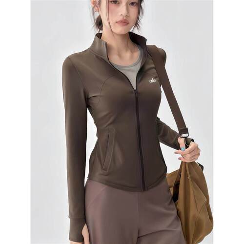 AloYoagAIo修身显瘦瑜伽服外套加绒立领普拉提训练长袖运动上衣秋