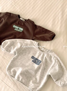 VALU BEBE韩国童装代购26春男女婴小童棉柔可爱字母圆领舒适卫衣