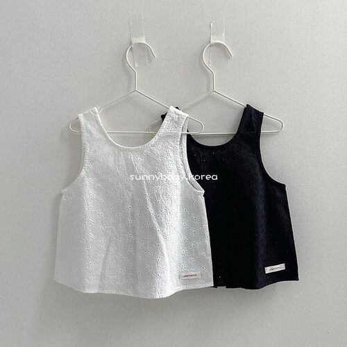 ATOMEME韩国童装代购26夏男女婴小童棉纯色刺绣花朵系带马甲背心