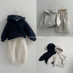 ATOMEME韩国进口童装代购26春款中小童女童简约纯色插兜连帽卫衣