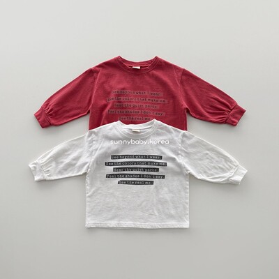 BONITO 韩国进口童装代购26春男女小大童字母百搭宽松休闲长袖T恤