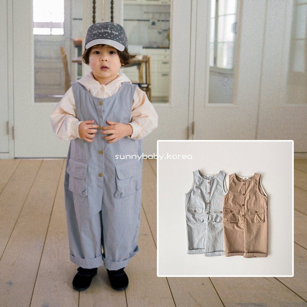 ONU韩国进口童装代购26春中小童男女童纯棉单排扣插兜直筒连体裤,童装/婴儿装/亲子装,裤子,淘宝优惠券,粉丝福利购,淘宝优惠卷