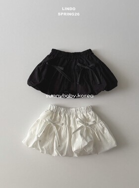 LINDO韩国进口童装代购26春女小童甜美蝴蝶结刺绣花苞公主半身裙